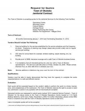 Request for Quotes Town of Okotoks Janitorial Contract