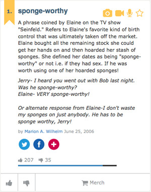 Elaine uses 'sponge-worthy' in 