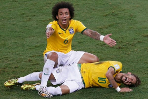 Marcelo went to the aid of his teammate Neymar, who sustained a ...