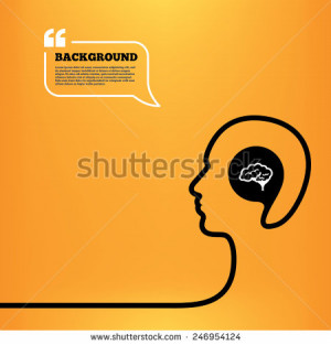 Head think with speech bubble. Brain with cerebellum sign icon. Human ...