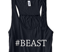 Workout Tank Hashtag Beast Work Out Train Gym Tank Top Flowy Racerback ...