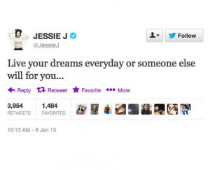 Jessie urges fans to get up and follow their dreams to make sure ...