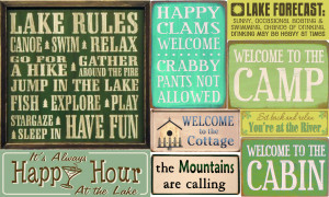 Lake and Camping Wood Signs