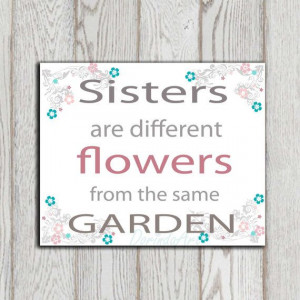 Sister quote print Gray pink turquoise teal Girls by DorindaArt, $5.00