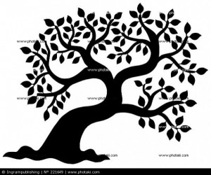 Silueta de árbol frondoso - ilustración vectorial.