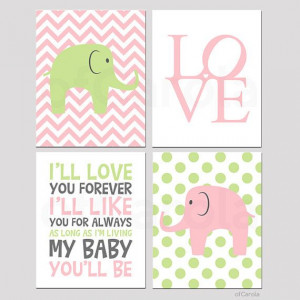 Baby PRINT Personalized Kids Room - Love Elephants Nursery Quote Print ...