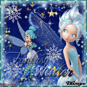 Tinkerbell And Periwinkle Kiss Fantasy winter- tinkerbell and
