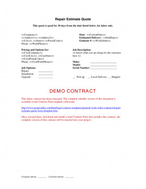 Repair Estimate Quote