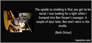 couple of days later Ben and I were in the studio Beth Orton