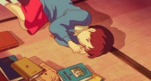 Sad Girl Lays On The Floor In Studio Ghibli Movie