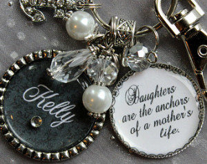 the anchors of a mother's life Keychain, black and white grandma mom ...