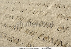 Quote engraved in stone in Arlington Cemetery Memorial - stock photo