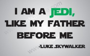Am A Jedi Luke Skywalker Vinyl Wall Quote Word Decal Star Wars Force ...