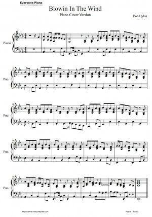 blowin in the wind sheet music