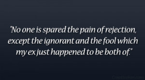 No one is spared the pain of rejection, except the ignorant and the ...
