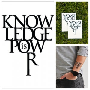 temporary tattoo quote set of 2 knowledge is power temporary tattoo ...