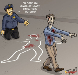 Vignetta divertente So che sei uno zombie, ma almeno lasciami finire ...