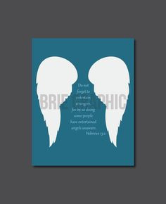 Angel Wings Bible Quote 8 x 10 Print Wall Art by BrieGraphic, $15.00