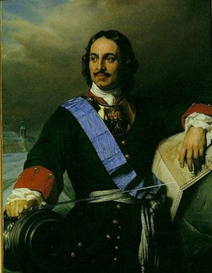 Peter the Great is posing for a portrait to portray his power and ...