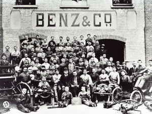 1894 karl and others in front of benz factory initial benz logo ...