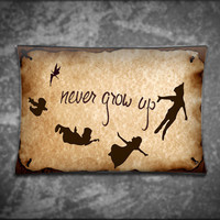 Unique Pillow Cover - Disney Vintage Peter Pan Never Grow Up Quote ...