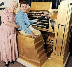 How does an organist change his/her old fashioned underclothing?