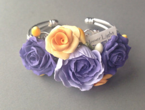 Purple and Soft Orange Rose Bracelet, Quote 