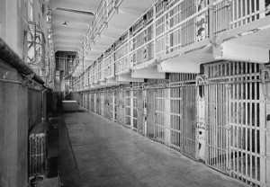 Alcatraz. These cells overlook the yard.