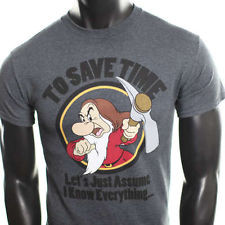 New Mens Disney Snow White Grumpy Seven Dwarfs Humor mickey mouse ...