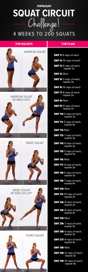 circuit such as the narrow squat with back kick sumo squat then put ...