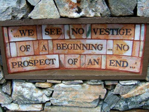 An image of a quote from James Hutton engraved on bricks as part of a ...