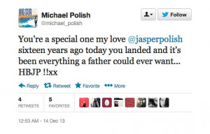 Michael Polish sent a sweet message out to his daughter Jasper, who's ...
