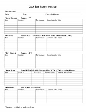 Monitoring Form Self Inspection Sheet picture