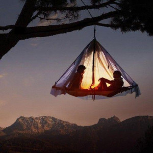couple, hammock, interior, mountains, romantic, sunset, tent, tree