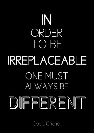 ... be different quote print poster Coco Chanel black and by BearAndRobot