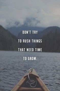 Don't try to rush things that need time to grow, be patience and wait ...