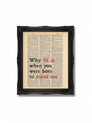 Why Fit In Dr Seuss Quote Printed on Vintage Dictionary Paper - Buy ...