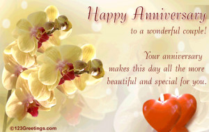 Send an anniversary wish to the couple through this ecard.