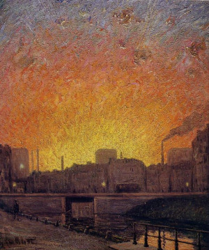 Gustave CAILLEBOTTE «Canal à Gand, essai de soleil couchant»