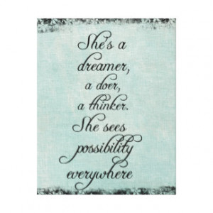 She's a Dreamer, Doer, Thinker Motivational Quote Canvas Print