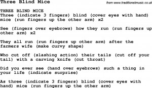 summer camp song three blind mice with lyrics and chords for blind ...