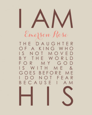 Am His Daughter of a King Personalized Scripture Print - Christian ...