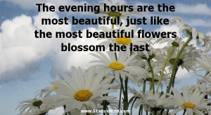 Beautiful Evening Quotes The evening hours are the most
