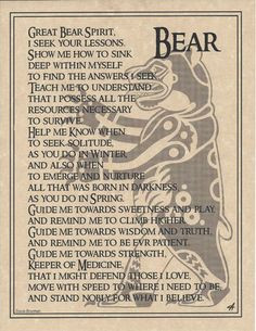 Bear Prayer Poster Animal Spirit Guide Art Print Celtic Wicca Native ...