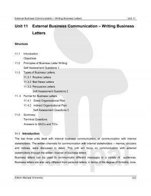 External Business Communication – Writing Business Letters Unit 11 ...