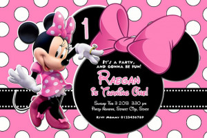 DIGITAL - MINNIE MOUSE Invitation, Minnie Mouse, Bow, Minnie Mouse ...