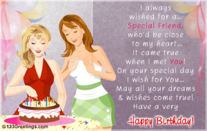 Birth day wishes for a special friend