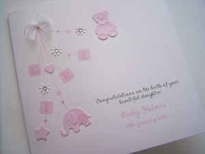... Hand-Made & Personalised Christening or New Baby Congratulations Card