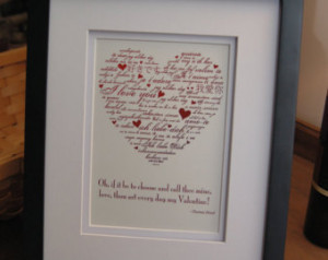 Framed quote, romantic expression o f love. ...