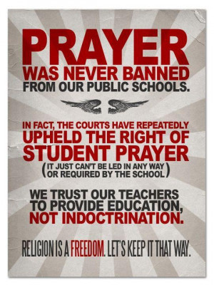 ... whining about prayer being banned in schools or god being